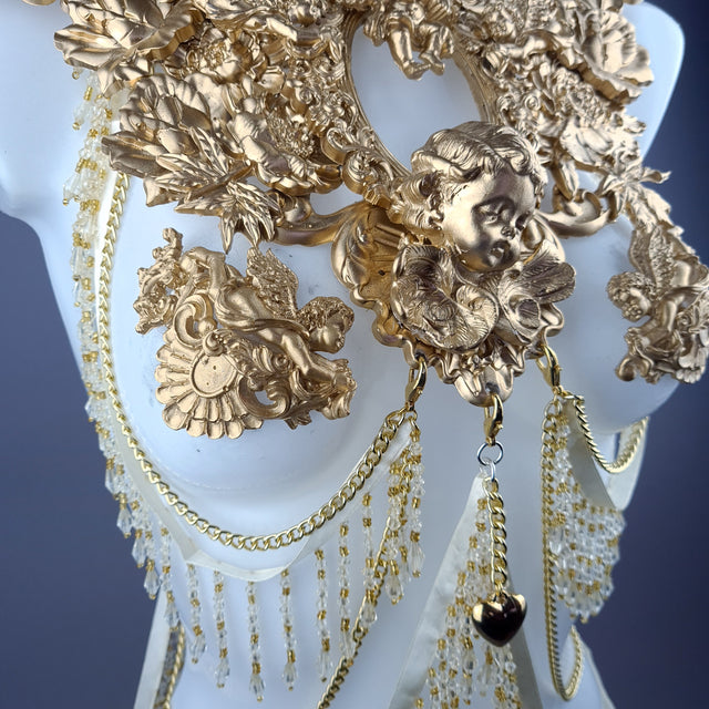 "Cupid" Gold Cherub & Filigree Harness Body Jewellery & Pasties.