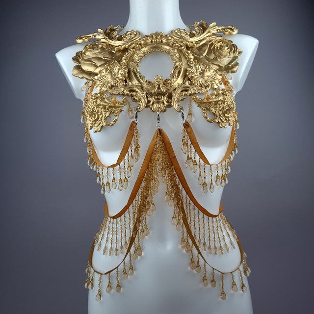 "Rosa Mystica" Gold Cherub & Filigree Harness Body Jewellery & Pasties.