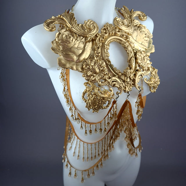 "Rosa Mystica" Gold Cherub & Filigree Harness Body Jewellery & Pasties.