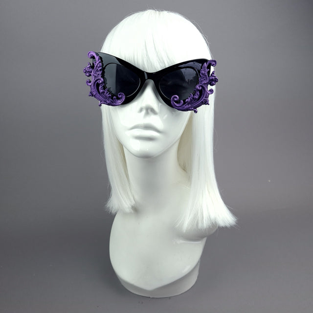 "Valencia" Black & Purple Filigree Catseye Sunglasses