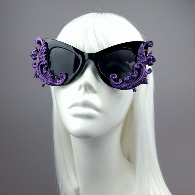 "Valencia" Black & Purple Filigree Catseye Sunglasses