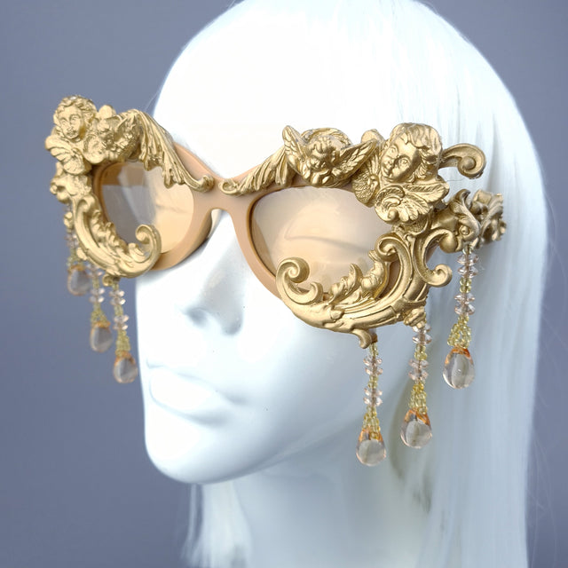 "Cherubino" Gold Angel & Filigree, Beading Catseye Sunglasses