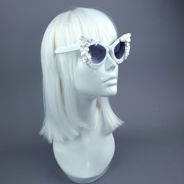"Amaya" White Filigree Sunglasses