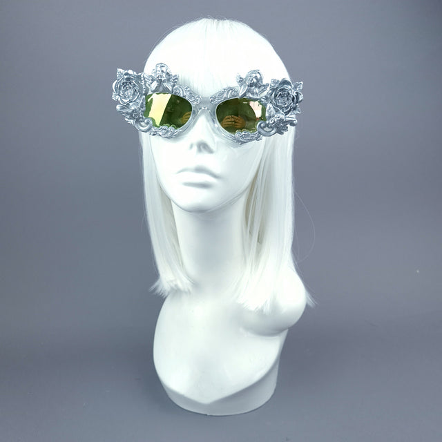 "Immortal" Silver Angel, Rose & Filigree Catseye Sunglasses