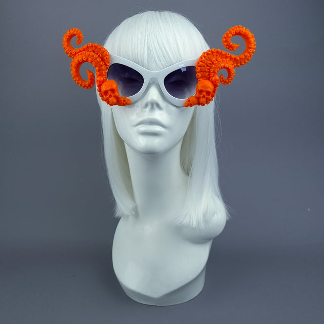"Eerie" Orange Skulls Kraken Tentacles Sunglasses