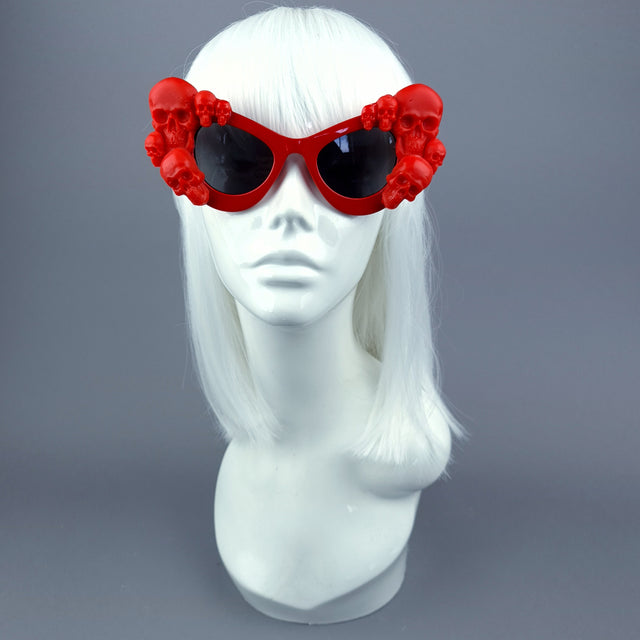 "Epitaph" Red Skulls Red Cateye Sunglasses