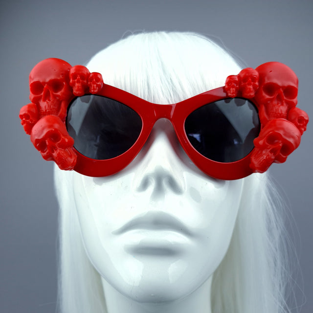 "Epitaph" Red Skulls Red Cateye Sunglasses