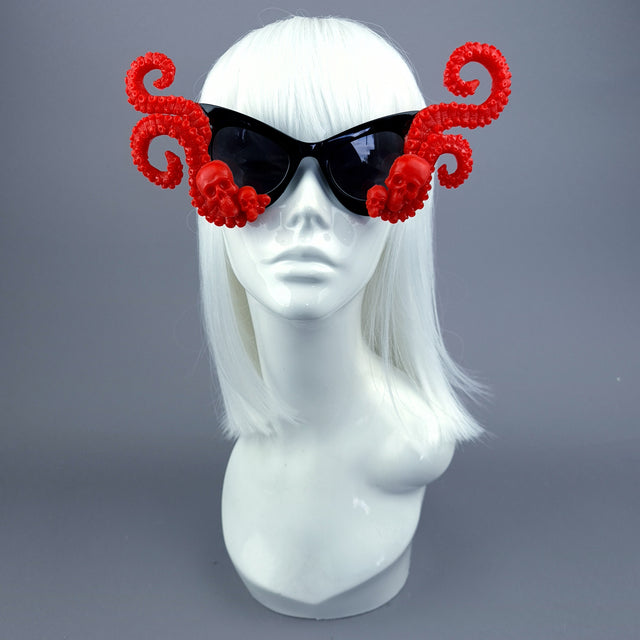 "Eerie" Red Skulls Kraken Tentacles Sunglasses