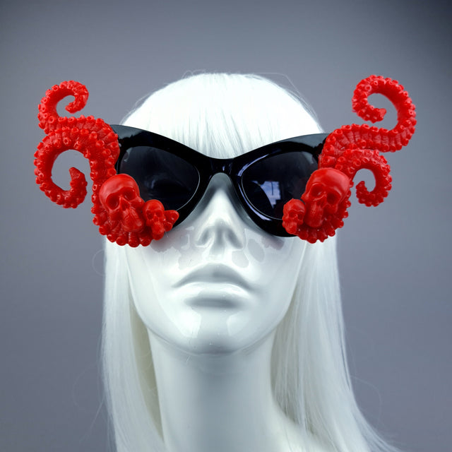 "Eerie" Red Skulls Kraken Tentacles Sunglasses