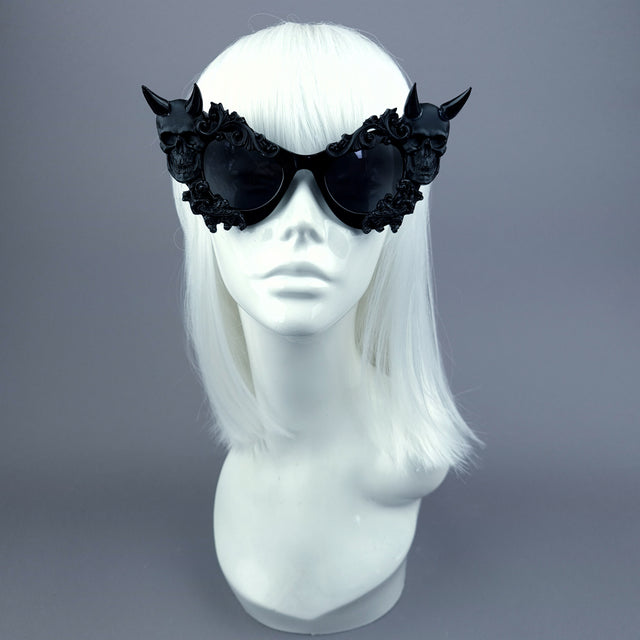 "Sorcery" Black Devil Skull Filigree Sunglasses