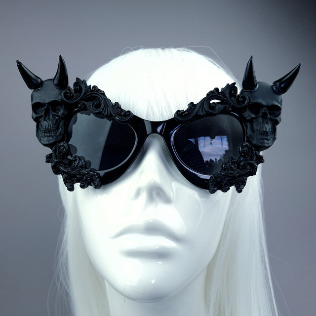 "Sorcery" Black Devil Skull Filigree Sunglasses