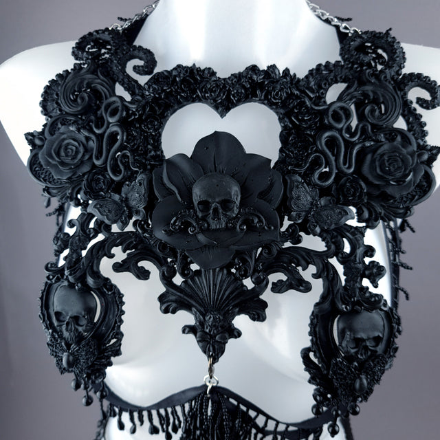 "Gremory" Black Filigree Harness Body Jewellery & Pasties.