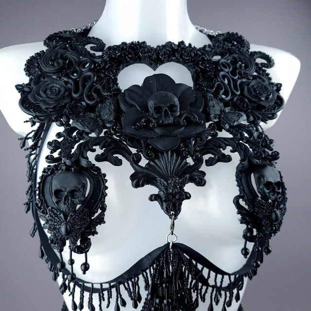 "Gremory" Black Filigree Harness Body Jewellery & Pasties.