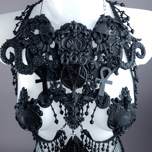 "Devil in Disguise" Black Filigree Harness Body Jewellery & Pasties.