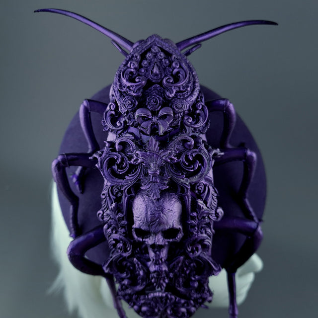 "Purple People Eater" Giant Filigree Cockroach Fascinator Hat