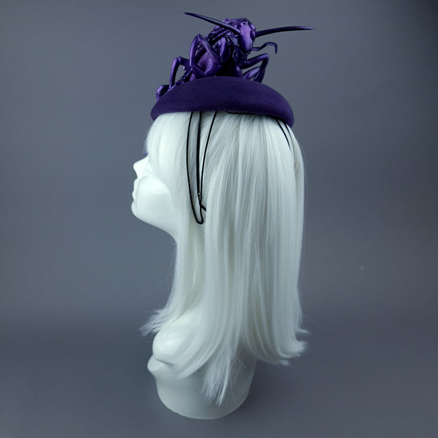 "Purple People Eater" Giant Filigree Cockroach Fascinator Hat