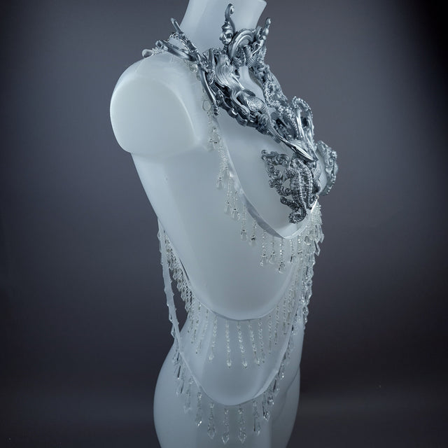 "Aquata: Silver Mermaid Filigree Harness Body Jewellery & Pasties