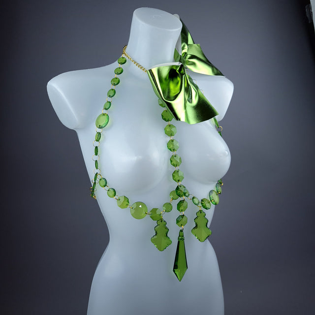 "Isidore" Green Bow & Jewel Present Harness