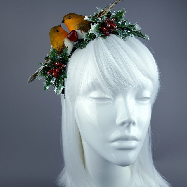 "Robby" Robin Bird Glitter Holly Headband