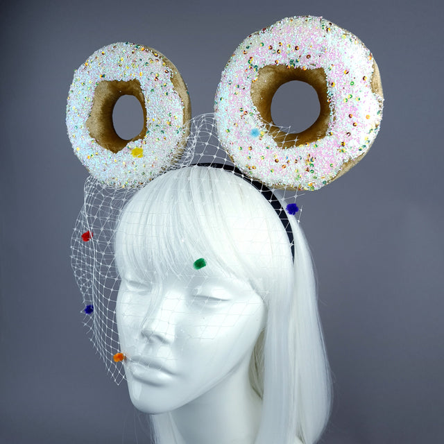 "Donut you want me Baby" Ear Veil Headdress - White