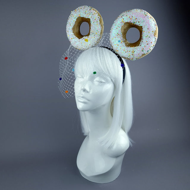 "Donut you want me Baby" Ear Veil Headdress - White