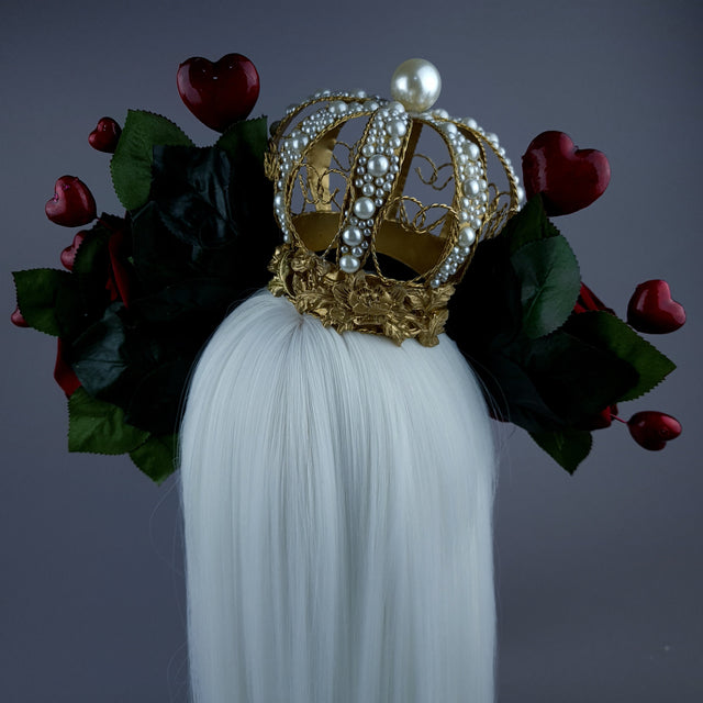 "Elatha" Red Rose & Crown Headdress