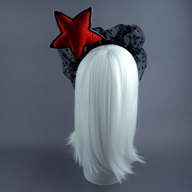 "Kokabiel" Red & Black Star Veil Headdress