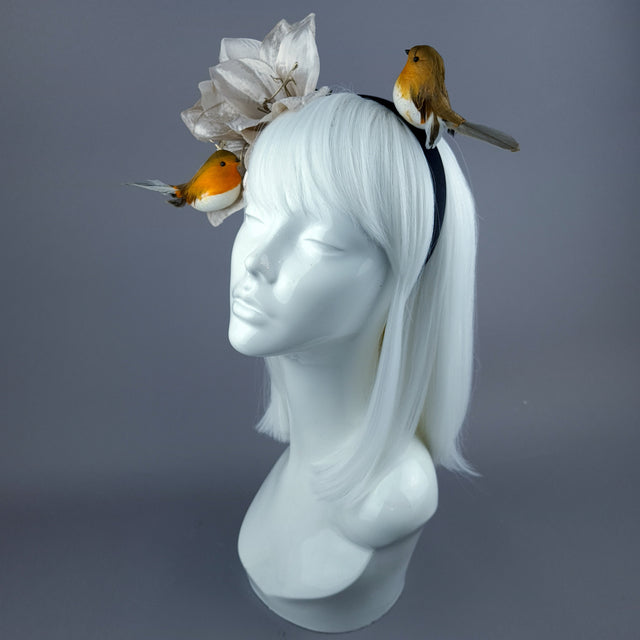 "Rockin' Robin" Gold Amaryllis Flower & Birds Headband