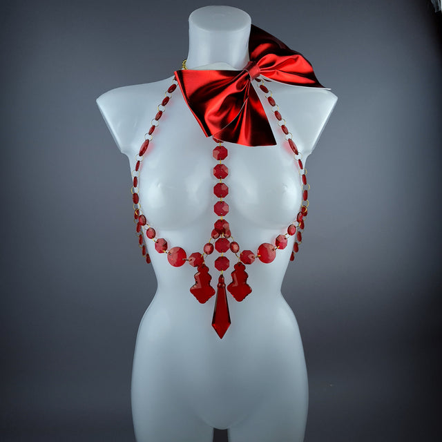 "Isidore" Red Bow & Jewel Present Harness