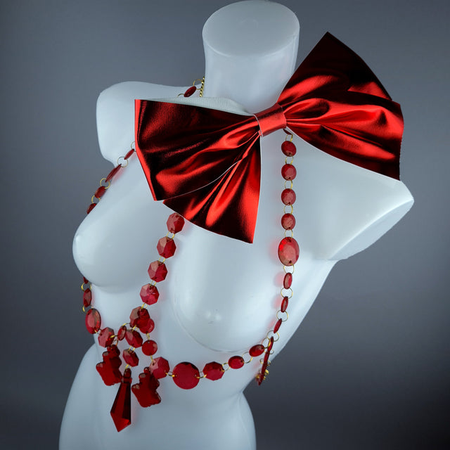 "Isidore" Red Bow & Jewel Present Harness