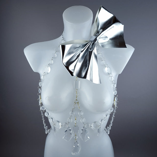 "Isidore" Clear/Silver Bow & Jewel Present Harness