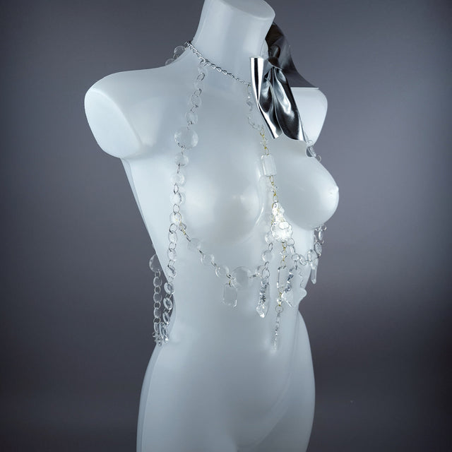 "Isidore" Clear/Silver Bow & Jewel Present Harness