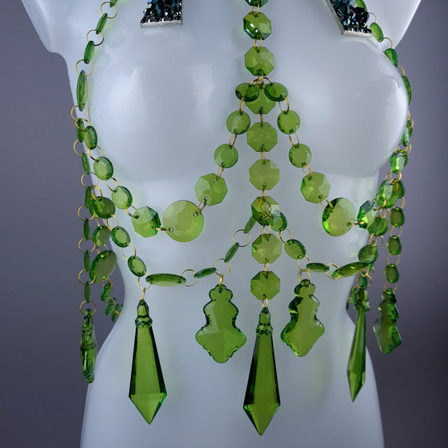 "Seren" Bejewelled Cross Green Jewel Harness