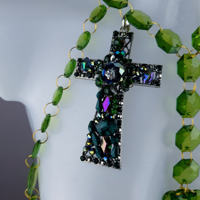 "Seren" Bejewelled Cross Green Jewel Harness