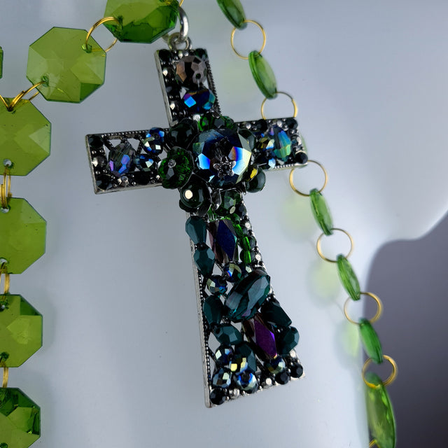 "Seren" Bejewelled Cross Green Jewel Harness