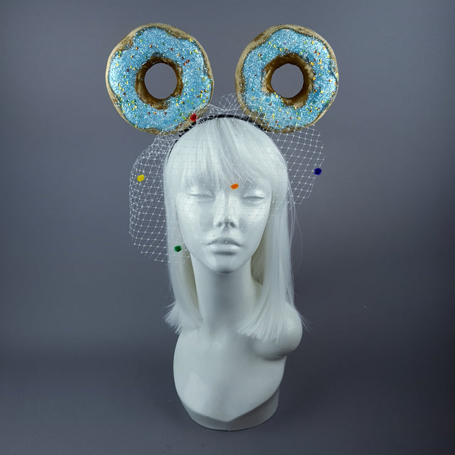 "Donut you want me Baby" Ear Veil Headdress - Blue