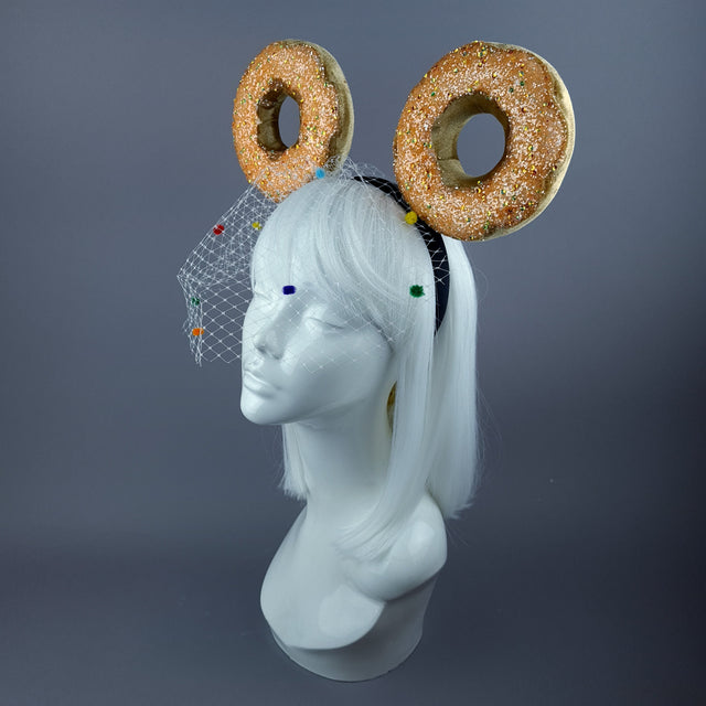 "Donut you want me Baby" Ear Veil Headdress - Coral