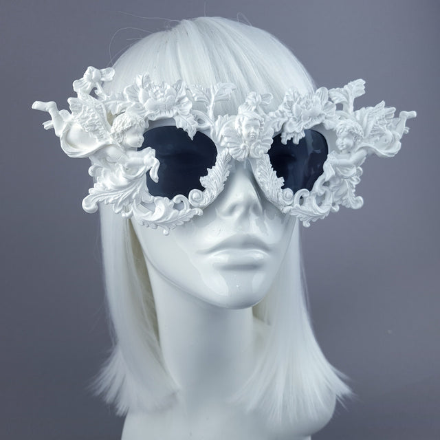 "Gabriel" White Filigree Ornate Unisex Sunglasses