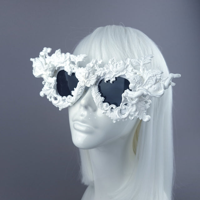 "Gabriel" White Filigree Ornate Unisex Sunglasses