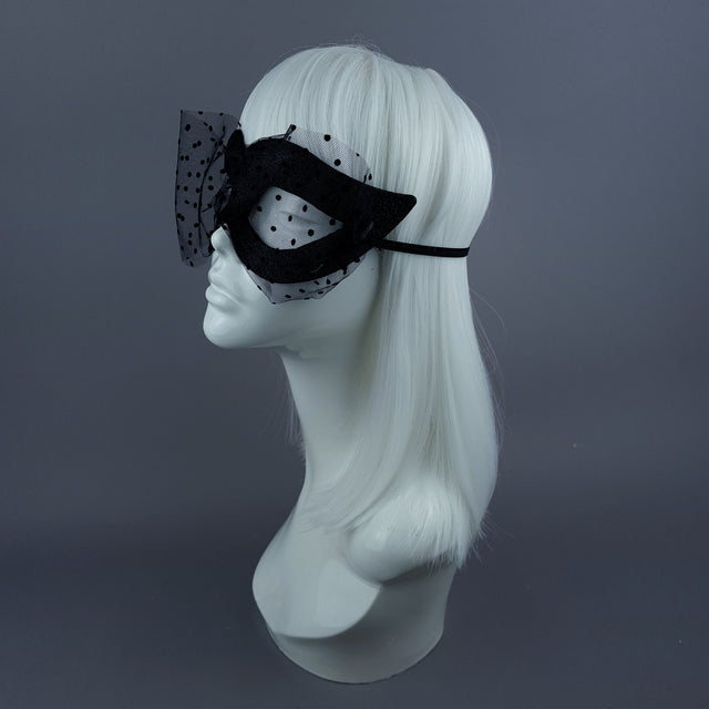 "Mysterie" Black Glitter Mask & Veil