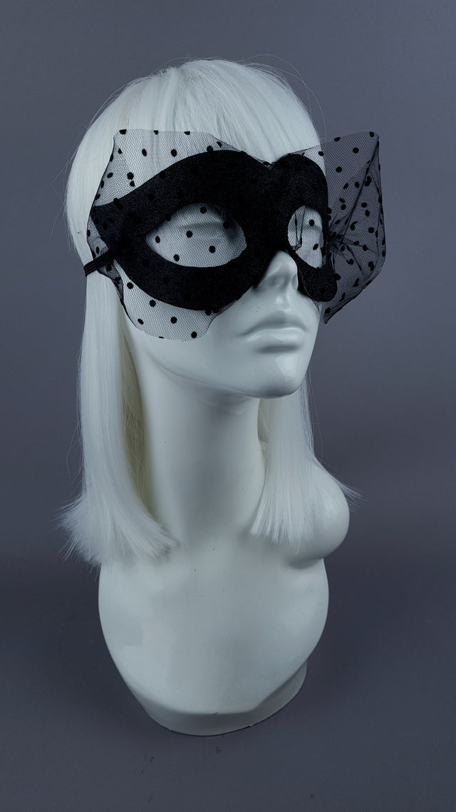 "Mysterie" Black Glitter Mask & Veil