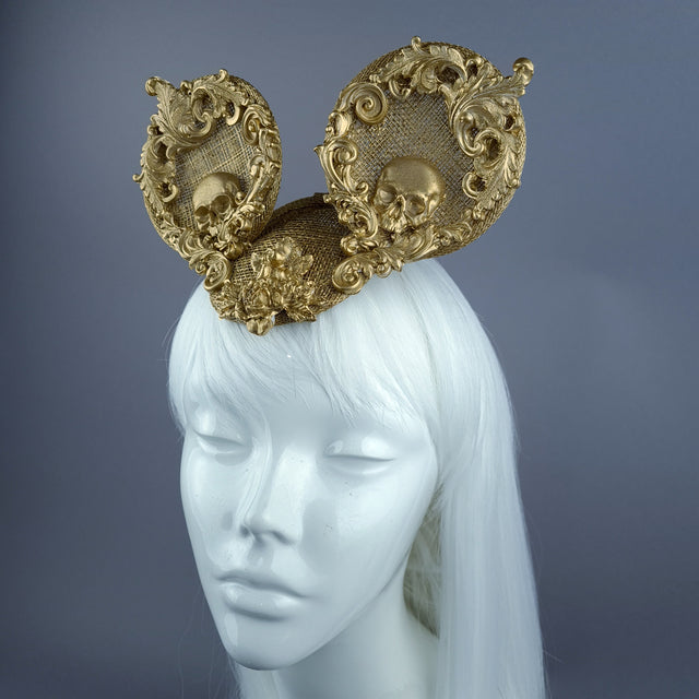 "Ninkilim" Gold Filigree & Skull Ear Mini Fascinator