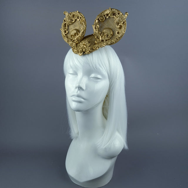 "Ninkilim" Gold Filigree & Skull Ear Mini Fascinator