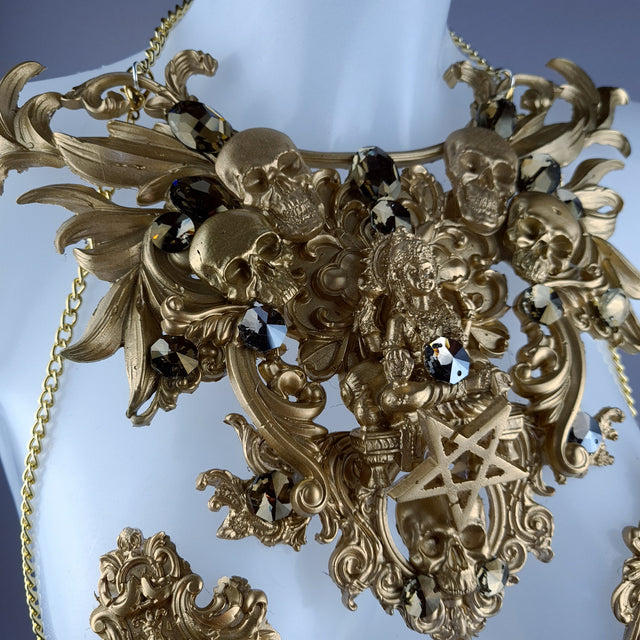 "Astaroth" Gold Skull & Filigree Harness Body Jewellery