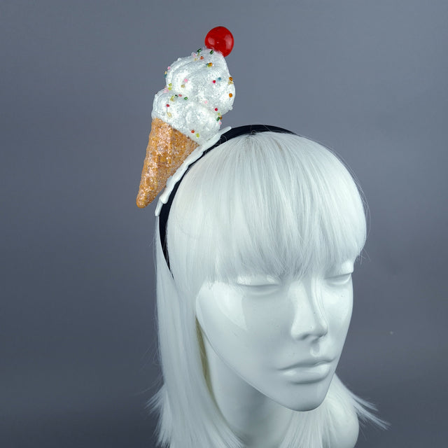 "Vanilla" Glitter Ice Cream Headpiece - Orange