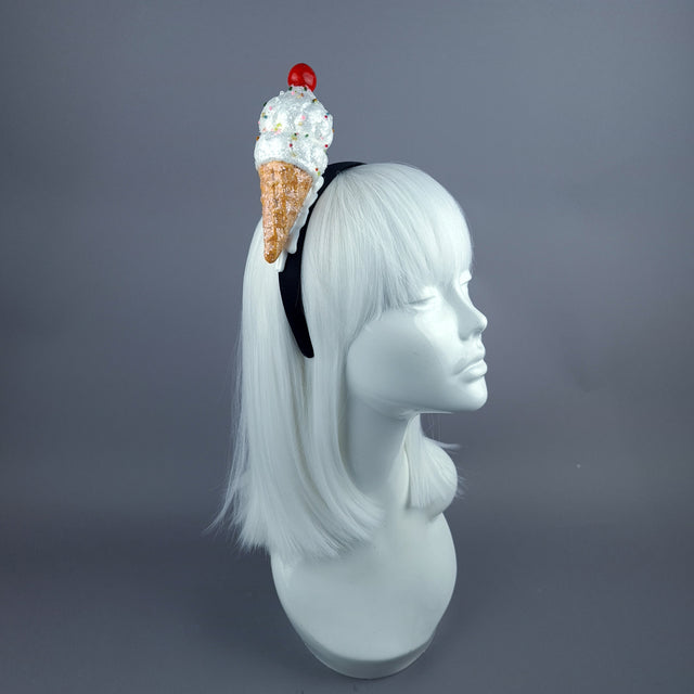 "Vanilla" Glitter Ice Cream Headpiece - Orange
