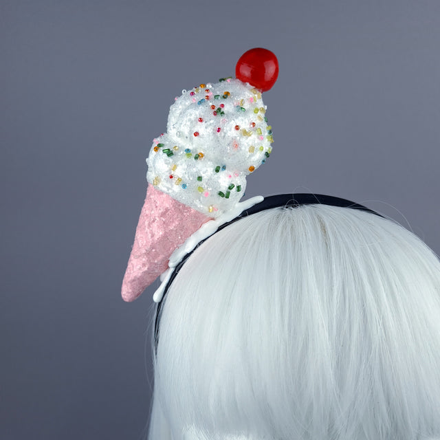 "Vanilla" Glitter Ice Cream Headpiece - Pink