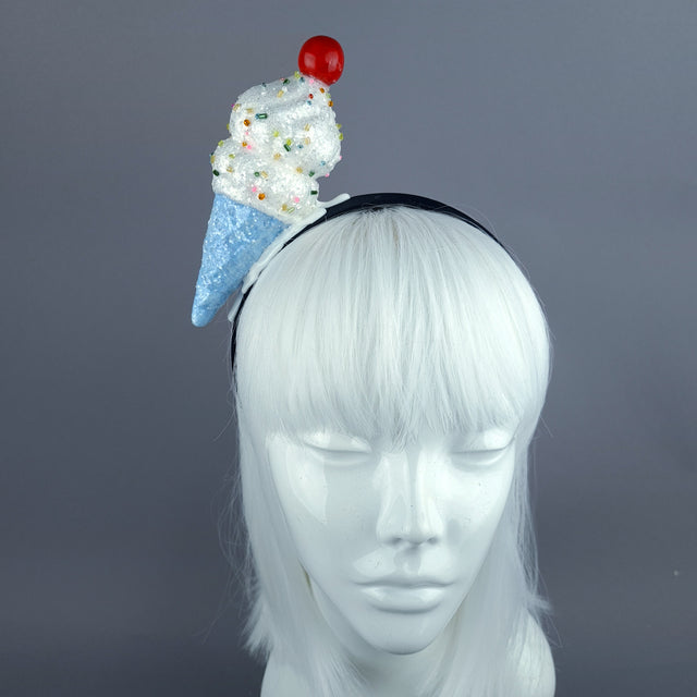 "Vanilla" Glitter Ice Cream Headpiece - Blue