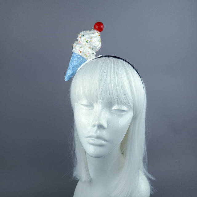 "Vanilla" Glitter Ice Cream Headpiece - Blue