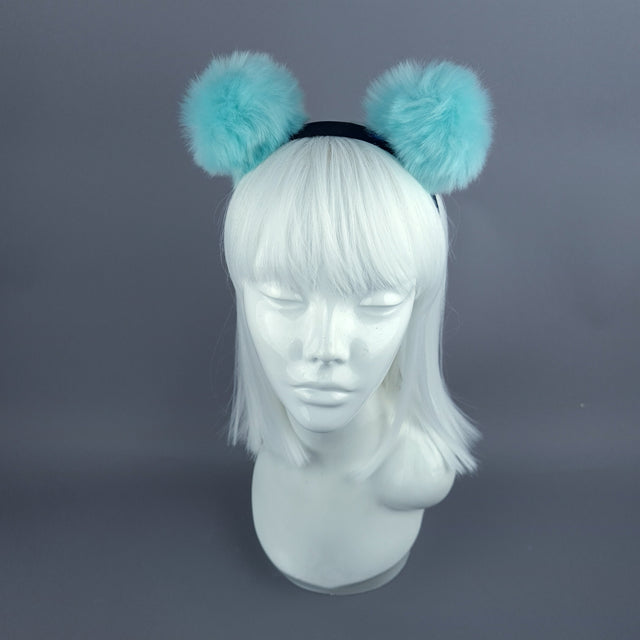 "Teddie" Blue Pompom Ear Headpiece